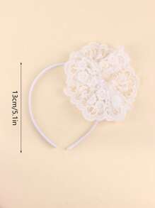 1pc Lace Flower Headband For Girls, White Floral Bow Hairband, Toddler Girl Hair Hoop, Spring Birthday Wedding Headdress, Elegant Headwear Gift, Kids Hair Accessories.