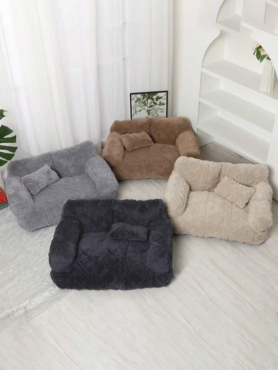 1 件四季可拆卸可洗宠物沙发猫/狗床小狗饲养狗床猫床易于清洁 - 卡其色 - 查看 1