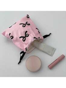 1PC S/L Bow Drawstring Mini Bag, Travel Portable Storage Bag, Storage Hanging Bag Holiday Essentials Holiday Travel Essentials Travel Bag Travel Accessories