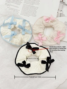 3 stuks schattige stoffen strik haar scrunchies, getextureerde haarelastiekjes met hoge esthetische waarde voor lentemeisjes, polyestervezel