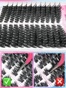 216 Stücke 80D D lockige Kunstwimpern in großer Menge, aufgeteilt nach Höhe, links + rechts für einzelne Büschel paarweise. Natürliche Segmentierung. Gebündelte Wimpern. Flauschig. Dick. Weich. Leichtes Kunstwimpern-Set, angenehm zu tragen. Vergrößert die Augen, hebt die Augenwinkel an, DIY Wimpernverlängerung, Wimpernverlängerung. Für den täglichen Gebrauch&Hochzeiten&Dates&Partys&Musikfestivals&Halloween