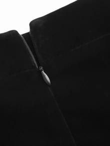 Girl Sporty & Sweet Solid Color Velvet Mid Rise Ruffle A-Line Mini Skirt With Belt, For Summer