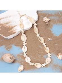 1pc European & American Style Seashell Weaved Maritime Beach-Themed Pendant, Necklace, Bracelet Accessory