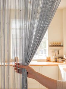 1pc Shiny Gray Tassel Beaded Curtain Door Decor Accessory - Grey - View 5