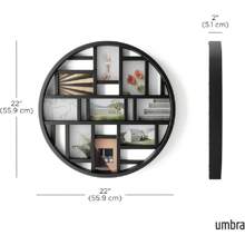 Collage Picture Frame Holds Nine 4x6" Photos, Large 22-Inch Diameter, Black - 黑色 - 查看 3
