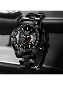 ORUSS Men's Wrist Watch Stainless Steel Waterproof Business Fashion Luxury Automatic Quartz Watch - Negro - Ver 4