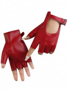 Guantes de mujer con hebilla de metal negro ajustable, de media mano, para conducción de motocicleta, rendimiento y uso casual