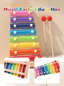 5-In-1 Wooden Toy Set: Percussion Instrument, Piano, Clock, Caterpillar, Beaded Puzzle, Music Educational Toys For Boys And Girls