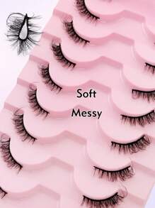 Rikuaild 半睫毛 10 对自然睫毛 猫眼状加长假睫毛 仿貂皮条纹假睫毛 - 自然纖長款 - 查看 5