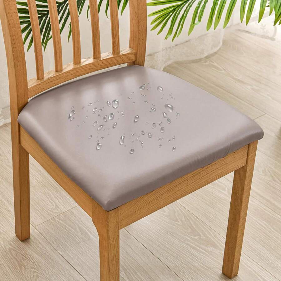 1/2/4 件 100% 防水、防污、防尘普通椅套，仿皮革奢华家居休闲椅套 - 卡其色 - 查看 1