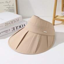 1 件女士可调节褶皱遮阳帽，防风，防紫外线，户外休闲百搭宽边帽