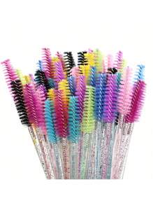 100pcs/50pcs/10pcs Eyelash Extension, Colorful Eyelash Extension, Crystal Eyebrow Brush, Mascara, Applicator Wands, Eyelashes, Makeup Brushes, Cosmetic Tool Set