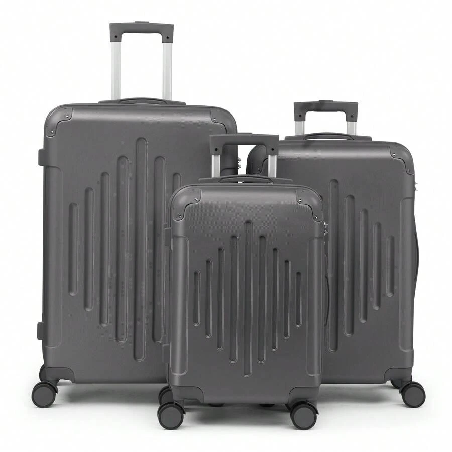 SUNROAD 3 Piece Travel Suitcase With Corner Protectors, 20/24/28 Inch, Durable Hard Shell, 360 Degree Spinner Wheels, Multifunctional, Large Capacity, Lightweight, Fashionable Multicolor - 3 in 1深灰色 - 查看 1