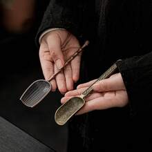 1 件祥云图案合金茶勺/勺，创意长柄小茶铲，茶具，茶室装饰，回到学校