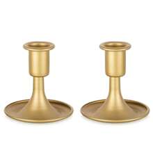 Soporte para vela en cono dorado - Soporte de vela de latón vintage corto y estrecho, artículo de decoración del hogar, accesorio de sobremesa, para usar con velas, adecuado para decoración central de bodas, navidad, fiesta de cumpleaños y decoración de mesa festiva