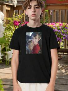 Custom Photo Kids T-Shirt - Personalized Children's Tee with Pet Image or Design - Unique Short Sleeve Shirt for Boys Girls | Birthday Gift Family Matching Outfits Teen T-Shirts - Negro - Ver 1