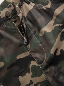 Camo Cargo Pants For Women High Rise Wide Leg Pants Baggy Pants With Flat Pocket - 軍綠色 - 查看 9