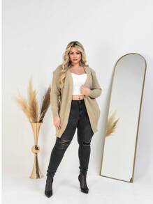 Cardigan Casaco Tricot Plus Size Casual Outono Inverno