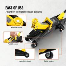 Low Profile Floor Jack, Heavy Duty Aluminum Hydraulic Racing Floor Jack, Hydraulic Car Jack, Single Dual Piston Quick Lift Pump, Height Lifting Range (Yellow) - 2 Ton (4400 Lbs), Iron, Single Piston - View 6
