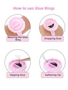 Colorful Purple Pink Blue Red 100PCS Smart Lash Rings Blooming Eyelash Glue Holder Volume Easy Fanning Cup Glue Rings Holder For Lash Extension Supplies