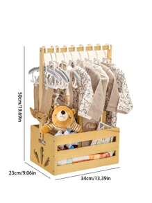 1 件装带手柄的木制浴室收纳篮，多用途衣物收纳盒，玩具架，礼物创意，蓝色 - 原木色 - 查看 7