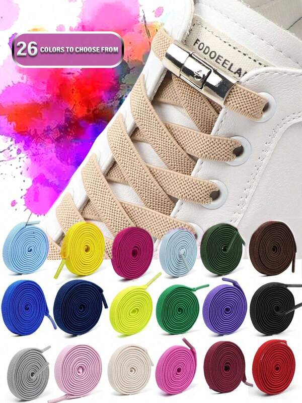 Elastyczne sznurowadła bez wiązania, płaskie, odpowiednie do butów sportowych męskich i damskich. Szybkie sznurowadła z metalową blokadą, sznurówki do butów, akcesoria do trampek, buty codzienne