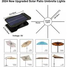 ZNYCYE - Paraguas de patio, luces solares para patio al aire última intervensión con 8 modos de iluminación, clip de panel solar más grande mejorado, 5 V, 152 LED, paraguas impermeable al aire última
