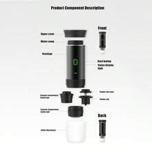Nuevo modelo 2024 Cafetera portátil de cápsulas Espresso americano Máquina de café eléctrica pequeña inalámbrica con bomba de calentamiento. Totalmente cargado con extracción de agua fría hasta 4 veces y totalmente cargado con extracción de agua caliente para una mayor duración de la batería de hasta 40-50 veces - Gris Oscuro - Ver 12