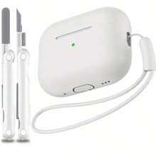 Soft Silicone Protective Case With Lanyard And Cleaning Kit Compatible With Airpods Pro 2nd Generation, Comprehensive Protection Compatible With Airpods Pro 2 - White - View 11