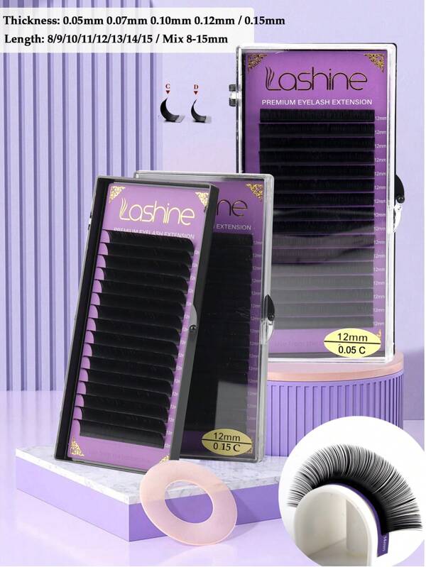 Lashine All Size 16 Rows 1 Case C Curl Faux Mink Eyelashes Extension Individual Eyelashes Artificial Fake False Eyelashes Lash Extensions