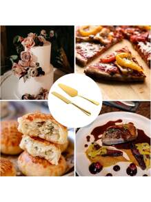 1/2pcs Gold Cake Knife And Shovel Set,Stainless Steel Cutlery,Cake Cutlery Knife And Shovel,Cake Cutting Set,Cheese Bread Knife And Shovel Set,Stainless Steel Knife Set For Weddings, Engagement, Birthday Part,Suitable For Pizza, Cake, Pie, Bread - Multicolor - View 7