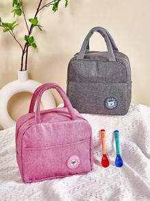 1pc Mom Bag Baby Food Bag, Parent-Child Picnic Lunchbox Storage Bag, Small Cartoon Handbag, Travel Lunch Tote, Portable Insulated Lunch Bag (Style & Color Random)