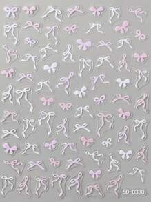 1张5D美甲贴纸，粉色蝴蝶结美甲装饰自粘贴纸，美甲用品 - 彩色 - 查看 9