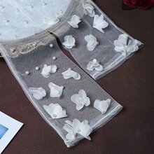 1 双新娘蕾丝串珠花卉长手套，复古婚纱配饰，情人节配饰 - 米色 - 查看 4