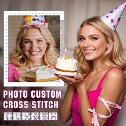 Photo Custom Cross Stitch DIY Embroidery Set With Canvas Threads Needles Instruction Artwork Sewing Supplies Complete Handmade Craft Set Decor For Home Handmade Birthday Gift