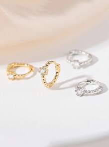 1 Pair Minimalist Delicate Single Diamond Hoop Earrings, Nature-Inspired, Elegant Style