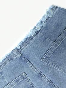 NVFelix Nuevos jeans de mujer para otoño, versátiles, con efecto desgastado, de talle bajo, con bolsillos, acampanados y de corte slim, para volver al colegio, color azul claro