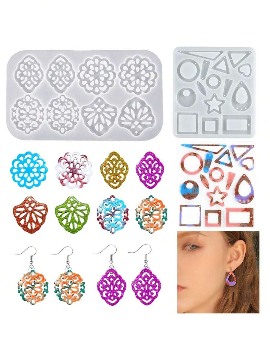 1 Set 2 Stile chinesischer Stil Ohrringe, Halskette, Anhänger Silikon Form, Brosche, Schmuckherstellung DIY, geeignet für Damen Alltagstragen