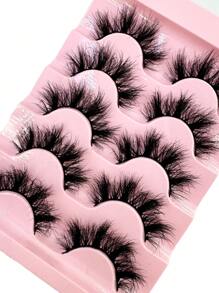 5 Pairs 9D Thick Natural Curly Lashes, Dense & Dramatic Faux Mink Lashes Look, Natural Style Reusable Curling Lengthening Lashes For Makeup