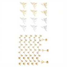 MAGICALCUTDIE 2boxes 48pcs 304 Stainless Steel Stud Earring Finding 4 Claw Prong Earring Settings Golden 5~9mm Inner Diameter: 4~8mm Pin: 0.7mm 304 Stainless Steel Pendants Hummingbird Golden & Stainless Steel Color 12.5x15x1mm Hole: 1.4mm - 彩色 - 查看 1