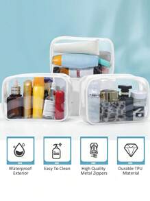 Waterproof PVC Cosmetic Bag - Sardine, Flamingo And Beach Pattern - Summer Makeup Organizer Bag, Suitable For Travelers, Beach Lovers And Women | Cosmetic Bag, Waterproof Cosmetic Bag - Multicolor - View 3