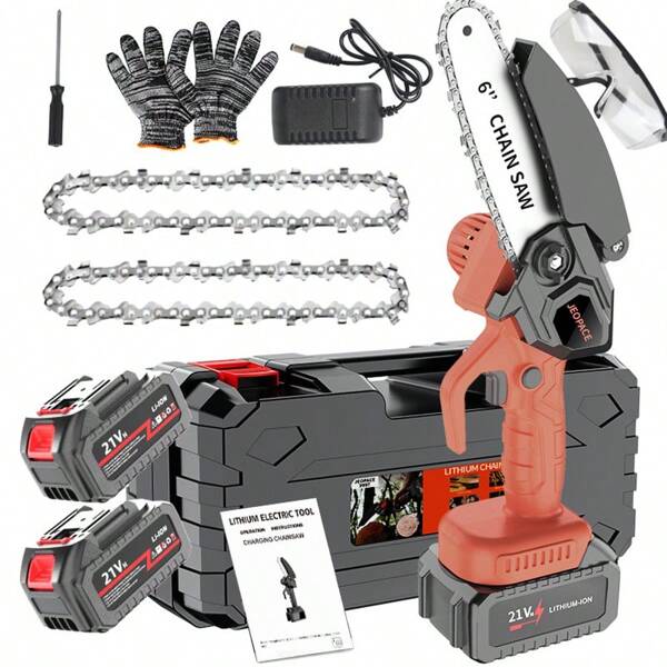 Mini Chainsaw Cordless, Lightweight, Portable Handheld Electric Logger With Splash Guard, Safety Lock, Rechargeable Battery And Safe Trimming For Quick Trimming Of Tree Limbs, Yard, Home And Garden