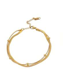 1件金属脚链双层腕套，女孩新款防水首饰礼品派对 - 均碼 - 查看 5