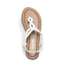 Women's Flat Sandals Dressy Summer Stappy Comfortable Ankle Elastic T-Strap Beach Thong Sandals - trắng - Xem 3