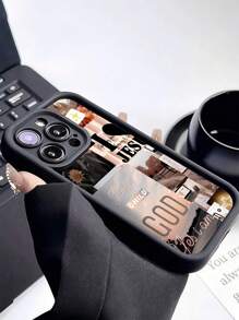 Religious 1pc Black Romantic Landscape Patchwork Pattern Full Coverage TPU Shock-Proof Phone Case, Compatible With Apple IPhone 16/15/14/13/12/11 Pro Max, And Series