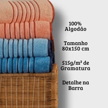 Kit 2 Large And Thick Bath Towels Super Absorption Soft 100% Cotton Amsterdam 80cm X 1.50 - KIT2B-AMS-C3 - 香草/杏子 - 查看 5