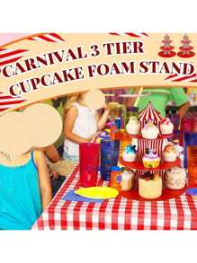 Soporte de cupcakes de alta calidad a rayas rojas y blancas con tema de circo, apto para fiestas de cumpleaños de carnaval, exhibiciones de postres y decoraciones para fiestas de graduación, para fiestas del Día de la Madre, bodas y fiestas individuales, celebraciones y todo tipo de fiestas