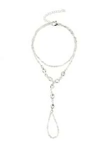 1pc Fashionable Summer Casual Alloy Rhinestone Finger Chain Bracelet Suitable For Women Daily Wear