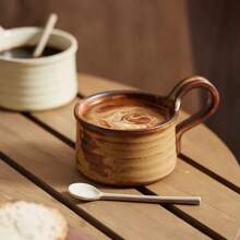Taza de cerámica retro japonesa de café con leche, creativa y personalizada, hecha a mano antigua, taza doméstica de boca ancha, taza de agua