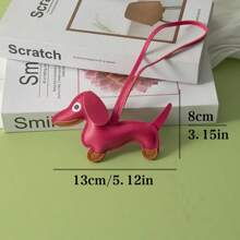 1pc Cute Dachshund Charm Pendant Accessory, Faux Leather Sausage Dog Bag Charm/Keychain, Korean INS Style Car Accessories School Cartoon